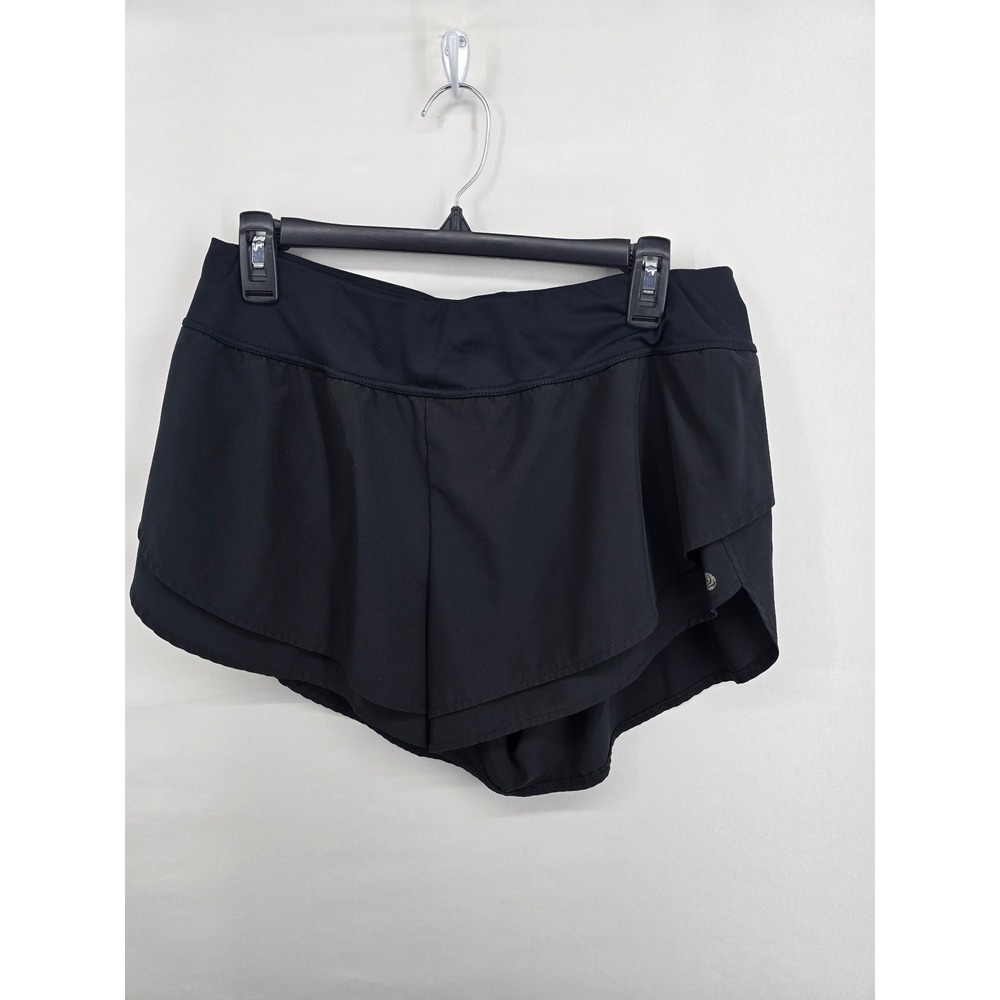 Apana Womens Black Layered Running Shorts Size Large Activewear Gym Workout